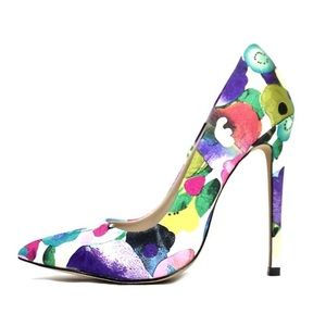 Multi color pointy toe high stiletto heel pump
